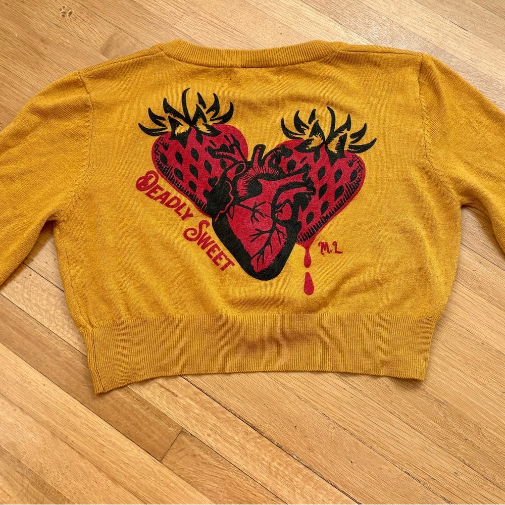 MISS LADYBUG-Mustard Yellow Crop Cardigan